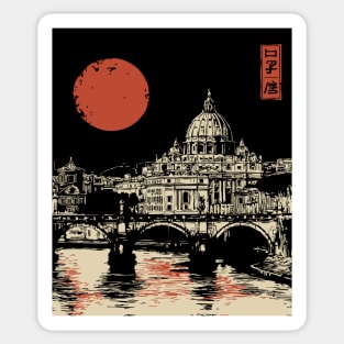 St. Peter's Basilica Reflection Vintage Rome Art Sticker